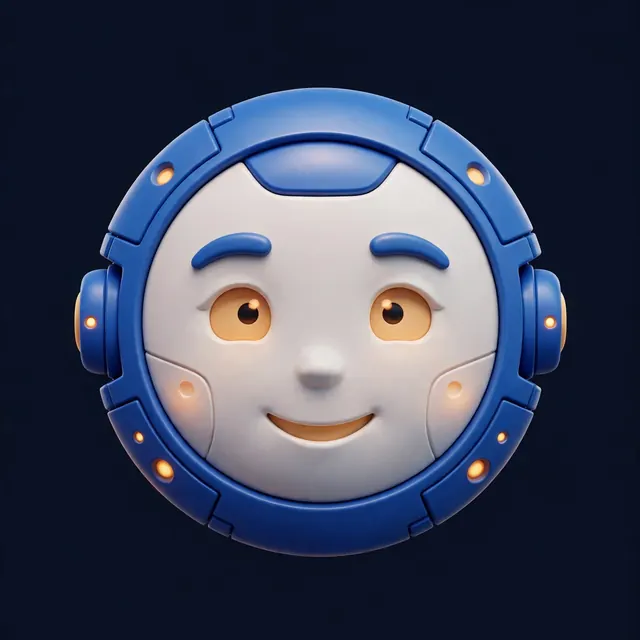 Hal, a friendly blue and amber robot